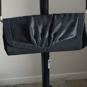 Black Satin Clutch with Detachable Crossbody Strap (1)
